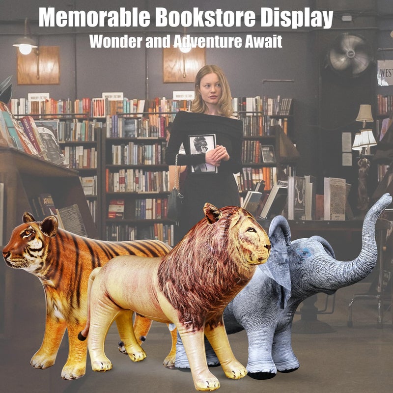 Jet Creations Life on Earth Wildlife Safari Inflatable, 3-PK, Lion, Tiger, Elephant, Realistic Animals for Party Decoration, Pool, Birthday, Jungle Photo Prop - Image 2